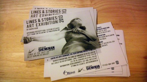 Lines & Stories Postcard for upcoming solo show.