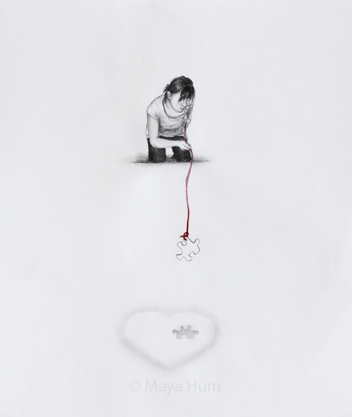 Take Care, ,16x20" framed, mixed-meda on paper