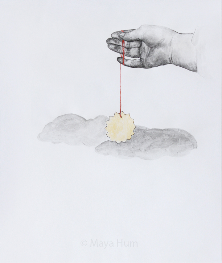 Keep an upside,16x20" framed, mixed-meda on paper