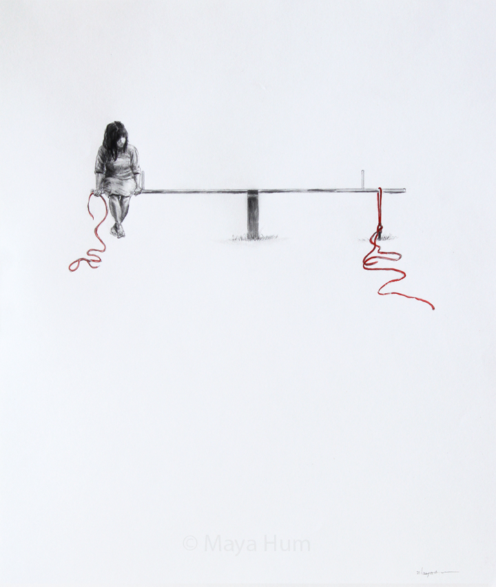 Keep Balance,16x20" framed, mixed-meda on paper