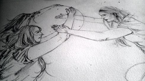 Drawing in progress by Maya Hum