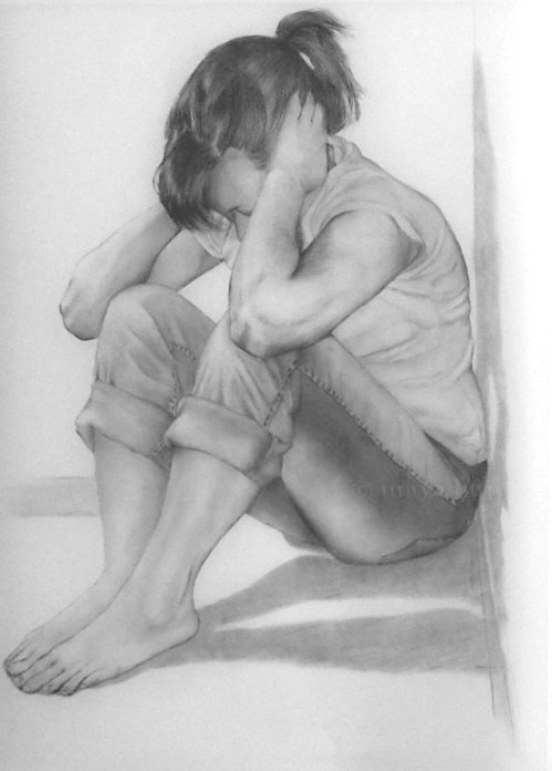 Cornered, graphite on mylar, 36 x 60" 2009