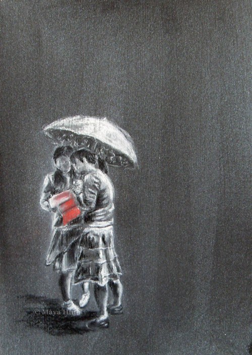 Exploration, - charcoal, carbon, and pastel on micaceous iron oxide ground