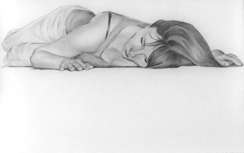 Listen in,  graphite on mylar, 36 x 26" 2009