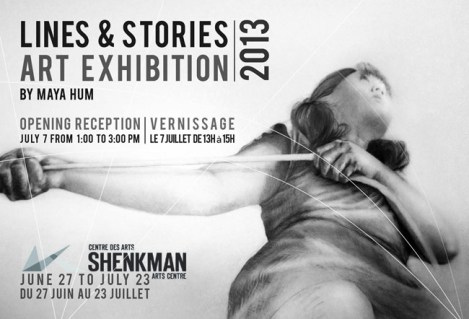 Maya Hum Lines & Stories - Solo Exhition Promo Card (FRONT): Adobe Illustrator & Photoshop, 2013