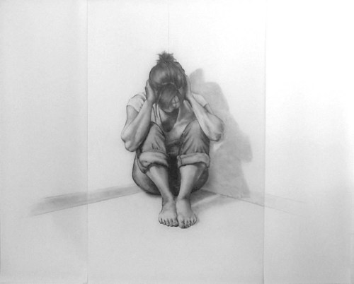 Tune out,  graphite on mylar, 72 x 36" 2009